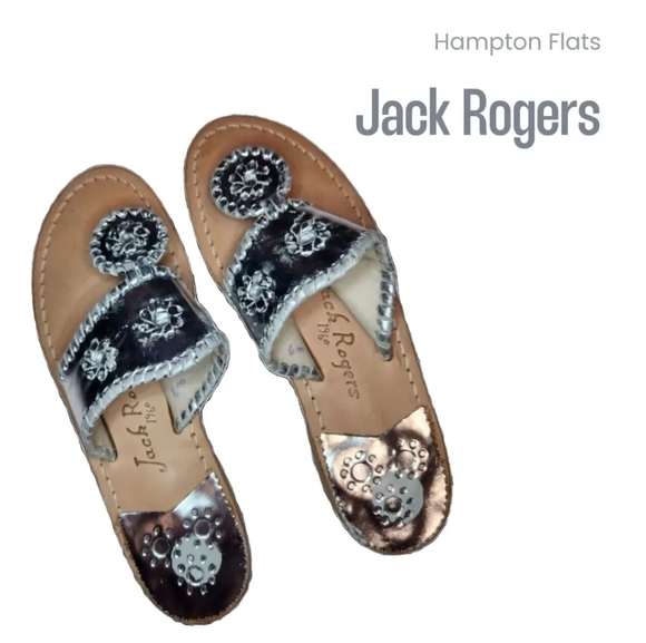 Jack Rogers Shoes - Jack Rogers Hampton Flats Silver Sandal Women's 6m